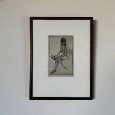 1983 Vintage G. M. S " Seated Nude " Etching 
