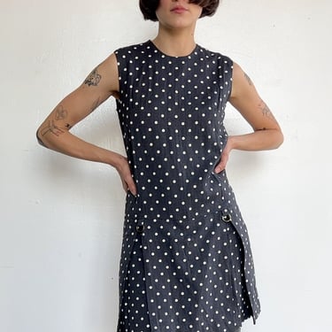 Vintage 60s Polka Dot Mini Skort/Dress (S)