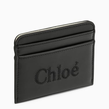 Chloe Sense Black Leather Card Holder Women