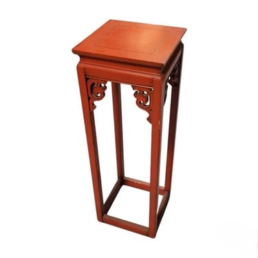 Red Asian Ornate Pedestal Table in the style of Traditional Ming and Quing Dynasty 