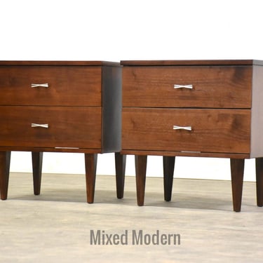 Refinished Walnut Nightstands by Harmony House - A Pair 