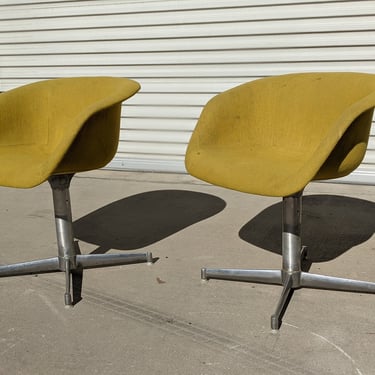 Pair of vintage mid century swivel chairs | aluminum base | burke | retro | 70s | MCM | accent chair 