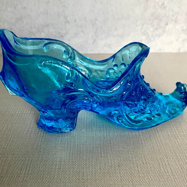 Vintage Sky Blue Glass Shoe/ Glass Slipper 