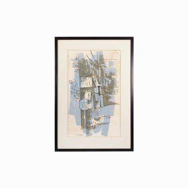 1950s J. Schmidt Expressionist Serigraph on Paper Print 