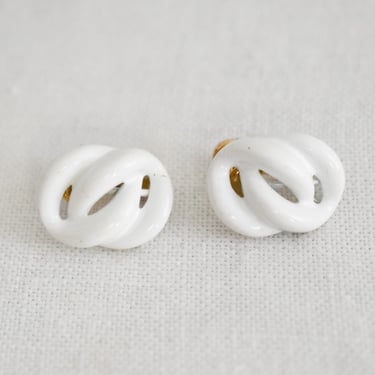 1960s Napier White Knot Clip Earrings 