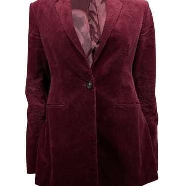 Theory - Maroon Corduroy One Button Jacket Sz 6