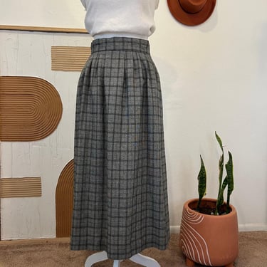 Norton McNaughton Vintage 90s Gray Plaid USA Made Midi Skirt with Pockets 