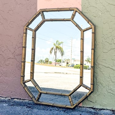 Faux Bamboo Octagon Mirror