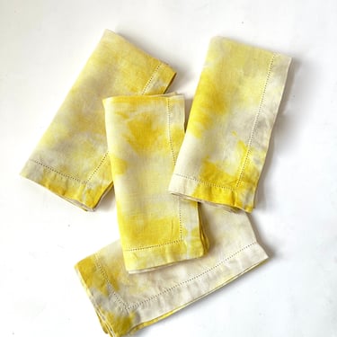 Vintage Napkins Naturally Dyed with Turmeric and Buckthorn Berries/Set of 4 