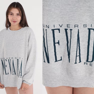 UNR Sweatshirt Y2K University of Nevada Reno Sweater College Graphic Shirt Pullover Crewneck Wolves Heather Grey Vintage 00s Extra Large xl 