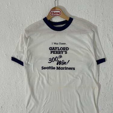 Vintage 1982 Seattle Mariners Gaylord Perrry's 300th Win T-Shirt Sz. L