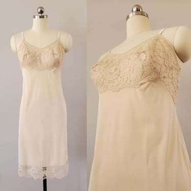 1960s Vanity Fair Slip with Full Lace Bodice 60s Loungewear 60s Lingerie Women's Vintage Size Small 