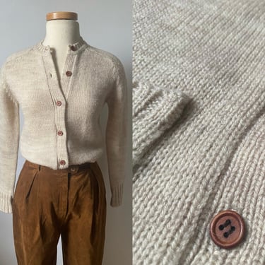 60s Oatmeal Cardigan with Wooden Buttons 