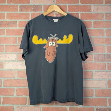 Vintage 90s Faded Bullwinkle Character ORIGINAL Cartoon Tee - Large 