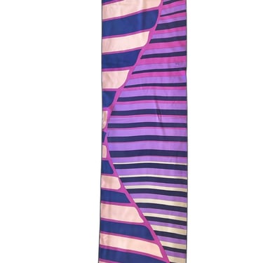 Pucci Purple and Pink Geometric Striped Long Printed Silk Scarf