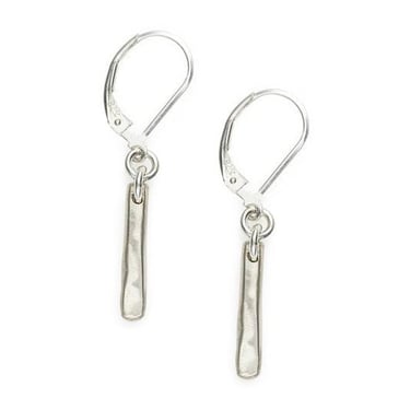 J&amp;I Jewelry | Small 14kgf Hammered Linear Drop Earring