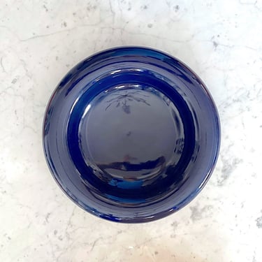 Vintage 1980s Modern LARGEST 13.25" Round Biomorphic Pottery Ceramic Bowl w Glossy BLUE Glaze Haeger #5134 
