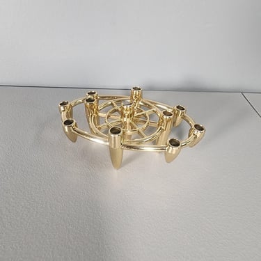 Mid Century Gold Candle Holder 
