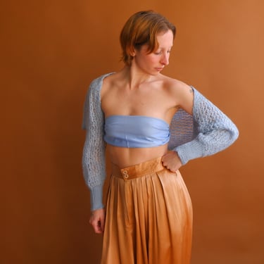 Vintage 80s Baby Blue Sweater Shrug/ 1980s Ballet Bolero 