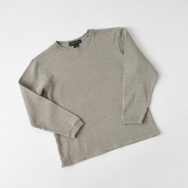 vintage heavy ribbed cotton pullover, 90s minimal gray sweat shirt 
