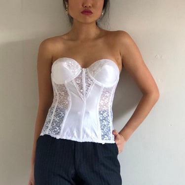 Buy 32B Vintage White Bustier, Corset, Long Line Bra With Sweetheart  Neckline and Low Back Online in India 