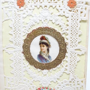 Antique Early 1900's EVER FAITHFUL Card, Vintage Love Verse, Paper Lace Valentine 