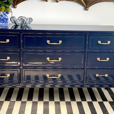 Faux Bamboo Dresser Lacquered in Old Navy 