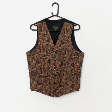 Men's vintage tapestry waistcoat by Carpet Bags, made in England - Medium / Large 