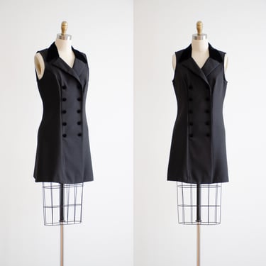 black blazer dress 90s vintage Byer Too black velvet sleeveless mini dress 