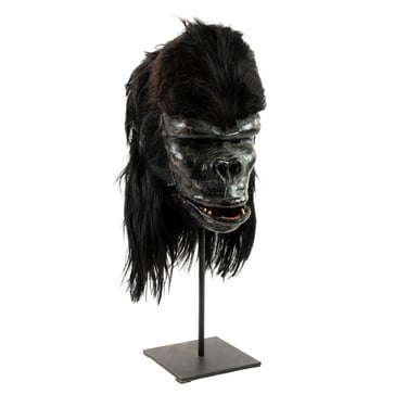 Papier Mache Gorilla Mask on Stand 