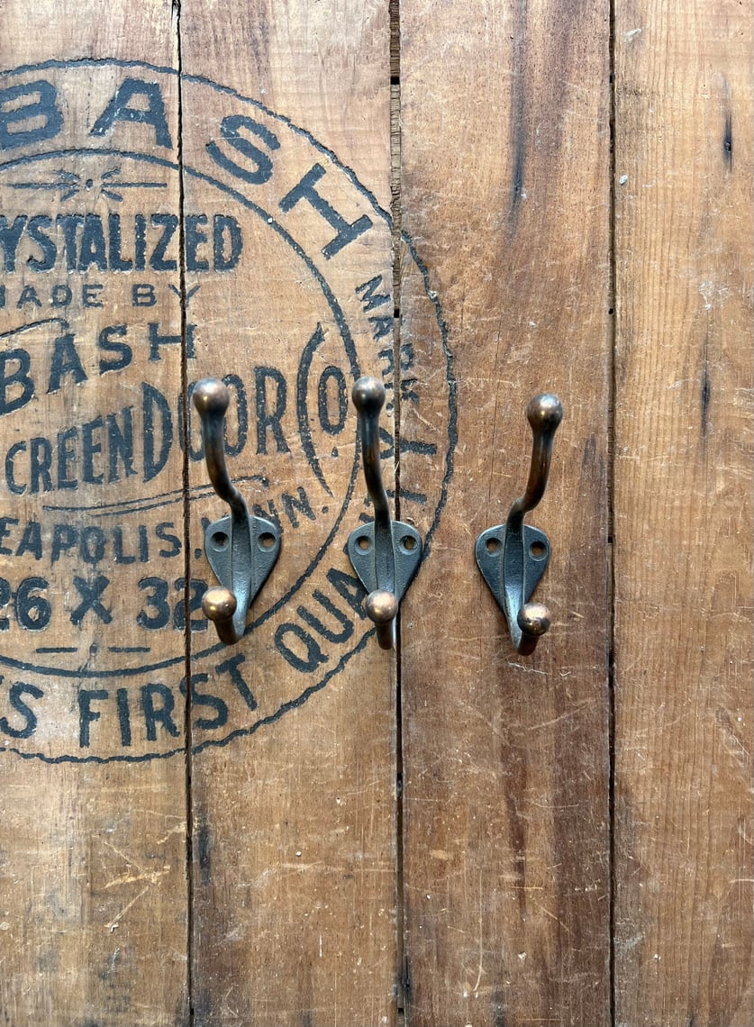 Set of 3 Oxidized Copper Vintage Coat Racks Hardware North Grove