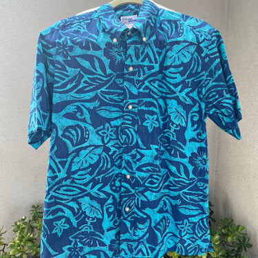Vintage Reyn Spooner Mens Hawaiian shirt blues floral size Large 