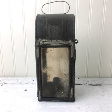 Antique tin and mica panel candle lantern - antique lighting 