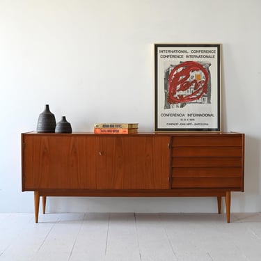 Vintage 1960s Swedish Teak Sideboard with Drawers & Swing Doors 