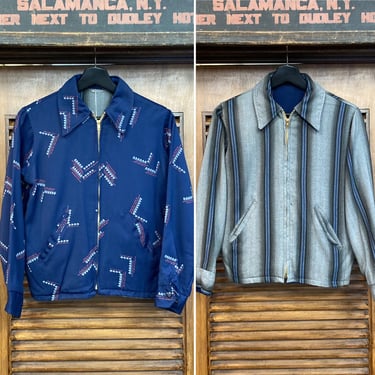 Vintage 1950’s Atomic Pattern Gabardine Reversible Rockabilly Jacket, 50’s Atomic Pattern, Vintage Clothing 