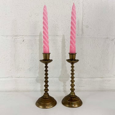 Vintage Brass Set of Two Candle Holders Candlesticks Retro Tulip Decor Mid-Century Hollywood Regency Candleholder MCM 