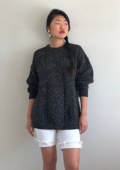 Cable knit vintage handmade sweter from 90s