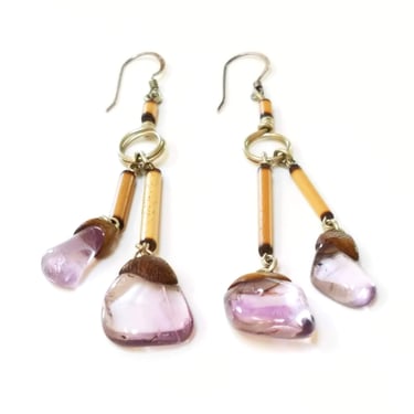 Awesome Amethyst Drop Earrings~Purple Gemstone Earrings~Boho Earrings Vintage Jewelry~JewelsandMetals. 