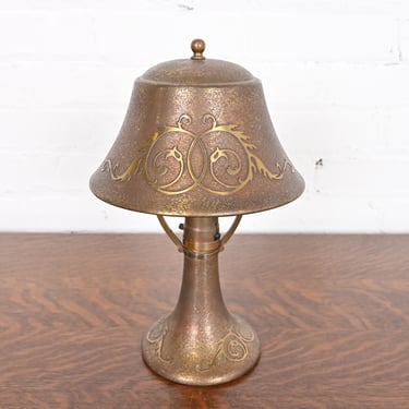 Heintz Antique Arts & Crafts Bronze Desk Lamp