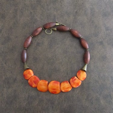 Carved orange bone necklace 
