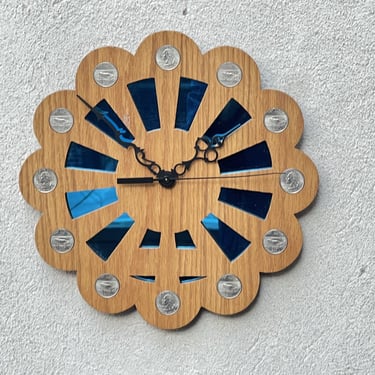 Starburst Wood Quartz Wall Clock Featuring West Virginia Quarters 