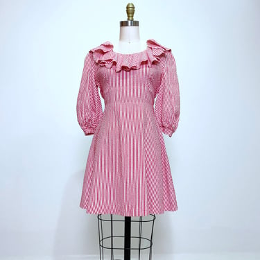 Candy Stripe Seersucker 1960s Dress
