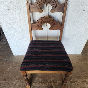 Vintage Wooden Chair with Sweater Seat 19