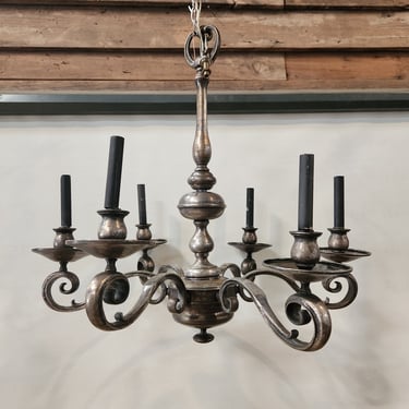 Antique Silver Plated 6-Light Chandelier