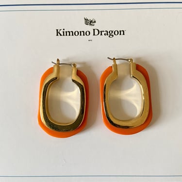 60s Orange Lucite Gold Hoop Earrings