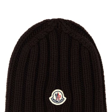 Moncler Men Dark Brown Wool Beanie Hat