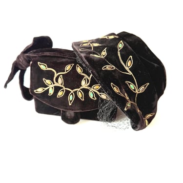 1930’s Black Velvet Handbag and Hat 