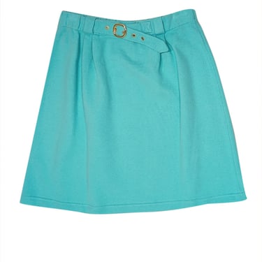 St. John - Turquoise Cotton Blend Belted Skirt Sz L