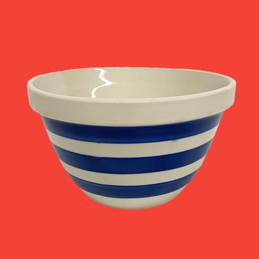 Vintage Ceramic Bowl Retro 1930s Farmhouse + Cornishware 36 + Blue and White Stripe + Size 6