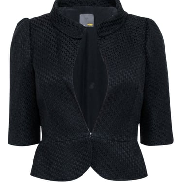 Fendi - Black Textured Crop Sleeve Blazer Sz 8
